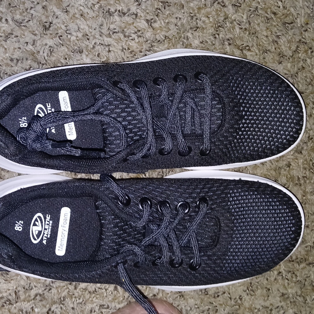 Atheletic sneakers black white bottoms 8.5